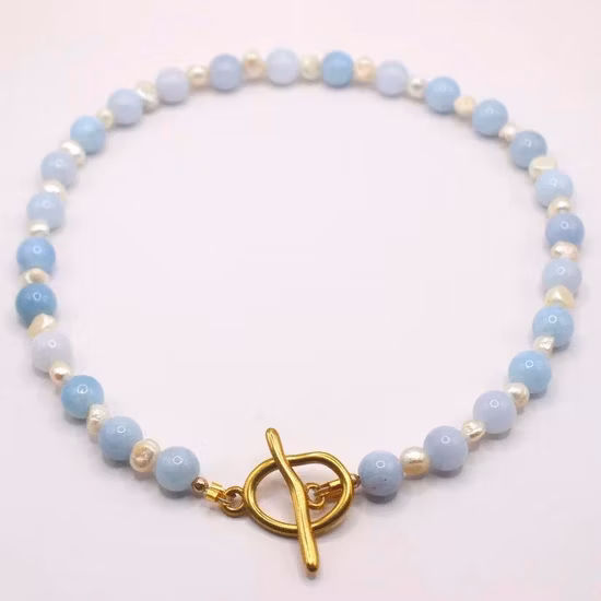 Collier suspendu à la main en acier titane pour femme, perles en pierre naturelle de Style ethnique